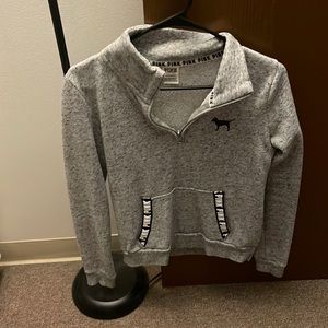 Gray pink victoria secret sweater half zip up